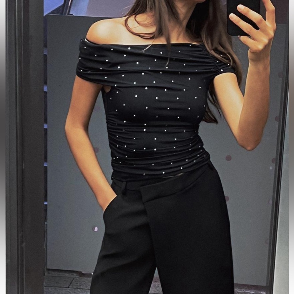 ZARA…shiny off shoulder top